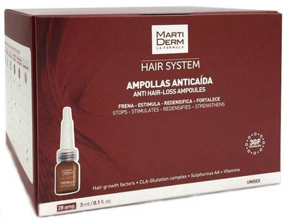 Ампулы от выпадения волос 28 шт по 3 мл Martiderm Hair System Anti Hair-loss Ampoules