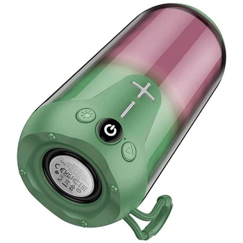 Колонка Bluetooth BOROFONE BR33 портативна бездротова BT5.0, 10W, USB, TF, AUX, FM RGB підсвичування Зелений