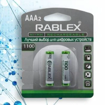 Акумулятор нікель-металогідридний Rablex ААА 11ОО mAh акумуляторна батарейка, 2 шт