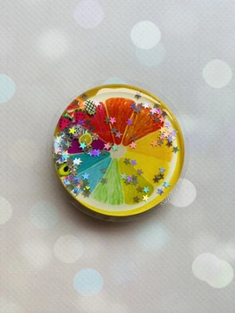 Держатель для смартфона / планшета попсокет Popsocket с плавающими блестками (Апельсин)