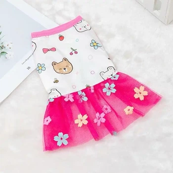 Платье для собак и кошек мини пород BEAR-Pink Size S