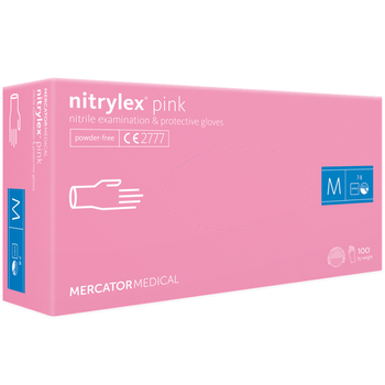 Перчатки нитриловые розовые размер M (50пар)