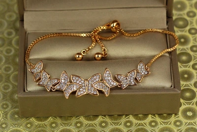 Браслет Xuping Jewelry регульований на бігунку Рій метеликів золотистий