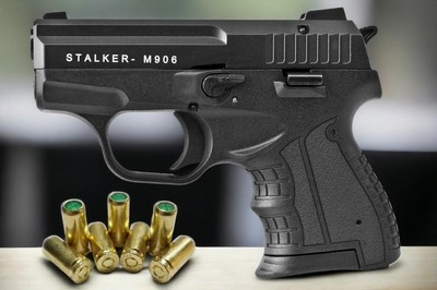 Стартовий шумовий пістолет Stalker M906 Black +20 шт холостих набоїв (9 мм)