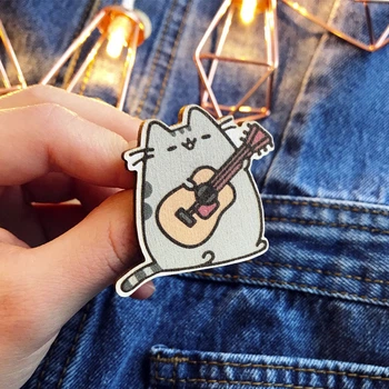 Значок из дерева Craft Pins Кот Пушин с гитарой (CU-00476)