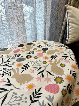 Скатерть водоотталкивающая ALLROLL160x210 см. Пасхальный декор розовый.