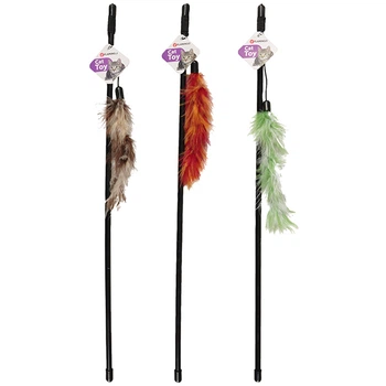 Іграшка дражнилка для котів, вудка з натуральним пір\'ям Flamingo Feather Boa (46239)
