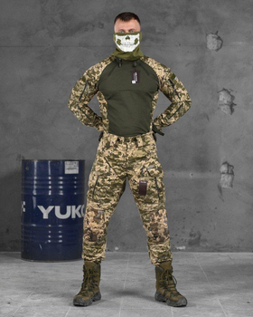 Тактический костюм с усиленными коленями весна/лето штаны+убакс S пиксель (85877)