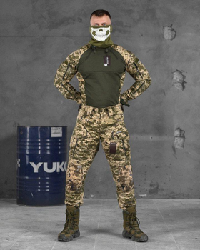 Тактичний костюм з посиленими колінами весна/літо штани+убакс 2XL піксель (85877)