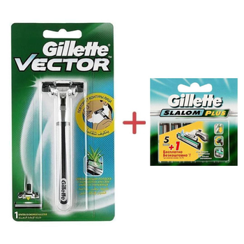 Станок для гоління Gillette Vector + Slalom Plus касети 6шт