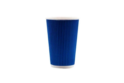 Стаканы двухслойные гофрированные синие United Kyiv Roasters 25 шт, (КР-90), 400 мл