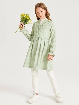 Платье, пальто для девочки SHEIN Мятный в горошек (JIT7074222 mint (134 см (9 лет))