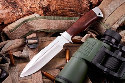 Нож Охотничий Военный с широким клинком и деревянной рукоятью. Сталь 440C. G2432W