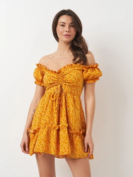 Плаття коротке літнє жіноче Ariadna 7038 One Size Жовте (ROZ6501011384)