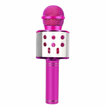 Детский Bluetooth караоке микрофон Wster WS-858 и портативная MP3 колонка 2в1, ручной микрофон Pink