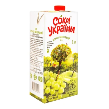 Сік Соки України Виноградно-яблучний освітлений без цукру 1 л