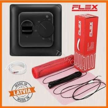 Теплый пол Flex 175Вт/м² нагревательный мат под плитку 0,5м² /87,5Вт с механическим терморегулятором RTC 70 черный