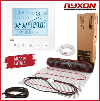 Теплый пол Ryxon 200Вт/м² нагревательный мат под плитку 4 м²/800Вт с программируемым терморегулятором AC819H