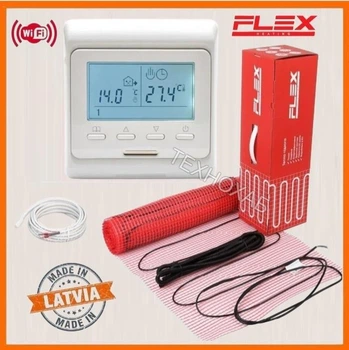 Электрический теплый пол Flex 175Вт/м² нагревательный мат под плитку 4 м² /700Вт с программируемым терморегулятором Е51 Wi-Fi