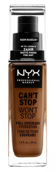 Тональна основа NYX Can't Stop Won't Stop Full Coverage Foundation Warm Mahogany 30 мл (800897181239)