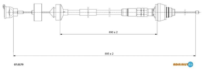 Тросик зчеплення ADRIAUTO 070179 Peugeot Partner; Citroen Berlingo 2150CS, 2150CF, 2150CX