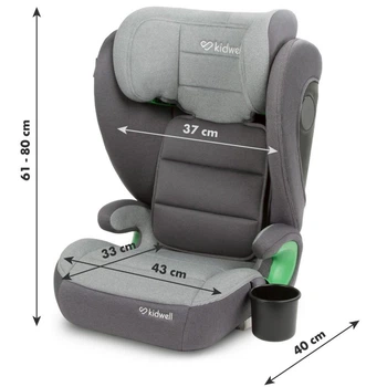 Якісне дитяче приміум автокрісло Kidwell Weston I-Size ISOFIX 100-150см dark grey