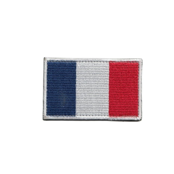 Шеврон патч на липучке Флаг Франции, с белой рамкой, на кепку, 5*8см