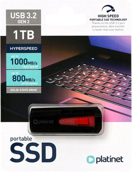SSD dysk Platinet Portable 1TB 2.5" USB Type-A 3D NAND TLC Black (PMFSSD1000)