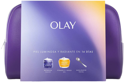 Набір для догляду за обличчям Olay Vitamina C + Aha 24 Крем-гель 50 мл + Нічний крем 15 мл + Масажер + Косметичка (8700216276719)