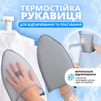 Ручна прасувальна рукавичка для обробки маленьких предметів та важкодоступних місць (сіра) 2112345678948