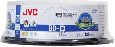 Диски JVC BD-R 25GB 6X Inkjet White Printable Archival Waterproof Photo Glossy Cake 25 шт (JVBDR25WAP)