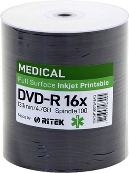 Диски Traxdata Ritek DVD-R 4.7GB 16X Printable Medical Spindle Pack 100 шт (TRDMS100)