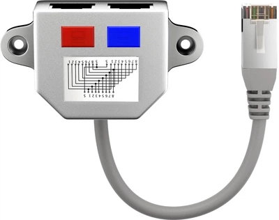 Перехідник мережевий Goobay RJ45 FTP5e 1x2 M/F 0.15m Splitter Yадаптер 1:1 PoE+ сірий(75.06.8911)