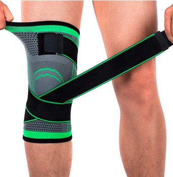Эластичный бандаж наколенник Knee Support фиксатор коленного сустава для облегчения боли зеленый ортез 0042