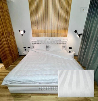 Євро комплект постільної білизни страйп Vital Textile білий сніг SP-1 200х220см