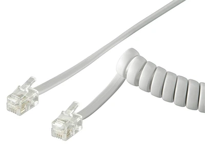 Кабель телефонний Goobay RJ10 M/M 4.0m 4P4C для трубки (спіраль) білий(75.06.8601)