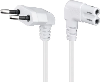 Кабель живлення пристроїв Lucom IEC(EuroPlug)-(C7)Euro8 M/M 3.0m 90°вниз/90°вбік 2x0.75mm білий(84.00.7139)