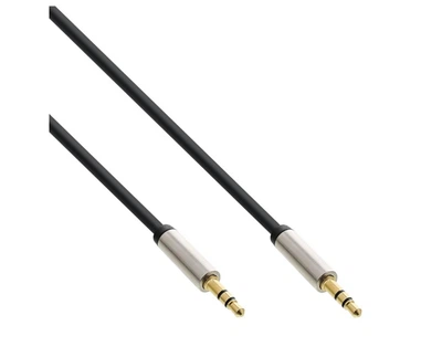 Кабель аудіо-сигнальний Jack 3.5mm 3pin M/M 1.0m InLine (77.09.9211) Slim Shielded Metal Gold Cu
