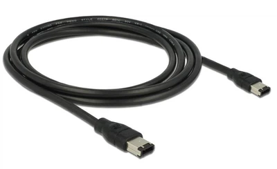 Кабель відео-сигнальний Delock FireWire 6p M/M 2.0m AWG24+28 D=6.0mm 400Mbps чорний(70.08.2574)