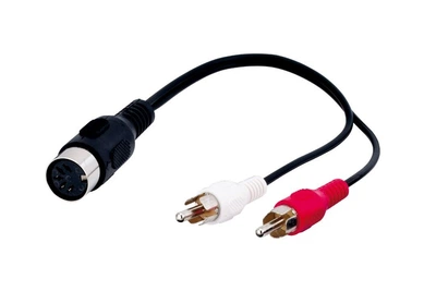 Кабель аудіо-адаптер Goobay DIN 5pin-RCAx2 F/M 0.2m 5pin Left/Right Y-form Gold чорний(75.05.0004)