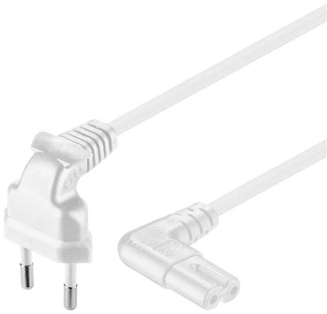 Кабель живлення пристроїв Goobay IEC(EuroPlug)-(C7)Euro8 M/M 3.0m 90°вниз/90°вбік 2x0.75mm білий(75.09.7356)