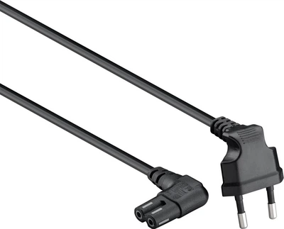 Кабель живлення пристроїв Lucom IEC(EuroPlug)-(C7)Euro8 M/M 5.0m 90°вниз/90°вбік 2x0.75mm чорний(84.00.7067)