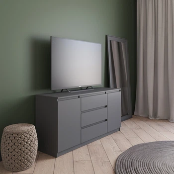 Комод с 3 ящиками и 2 дверцами R 15 VAYS Антрацит 140х40х75 см