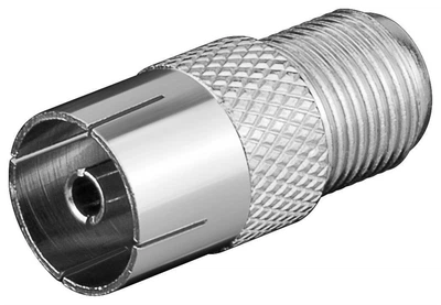 Перехідник антенний Goobay RF:F-Coaxial F/F 75 Ohm адаптер прямий срібний(75.01.1840)