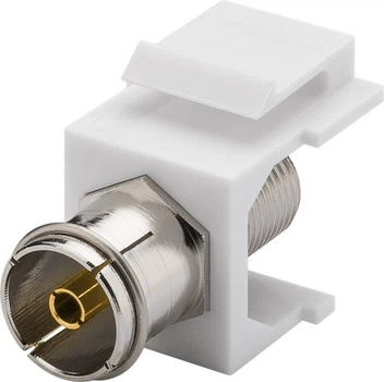 Перехідник антенний Goobay RF:F-Coaxial F/F Keystone module SAT 75 Ohm білий(75.07.9936)