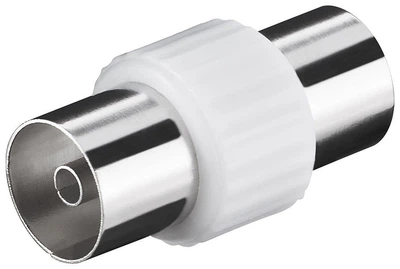 Перехідник антенний Goobay RF:Coaxial F/F адаптер прямий 75 Ohm білий(75.01.1536)