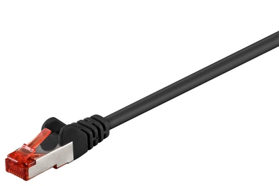 Патч-корд Goobay RJ45 SFTP6 0.15m patch AWG28 LSOH D=6.0mm Cu PoE+ чорний(75.09.2459)