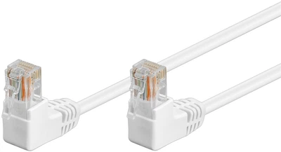 Патч-корд Goobay RJ45 UTP5e 0.25m patch AWG26 2x90° D=4.9mm Gold білий(75.09.6068)