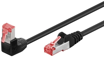 Патч-корд Goobay RJ45 SFTP6 0.5m patch AWG28 1x90° PoE/PoE+ LSOH чорний(75.05.1542)