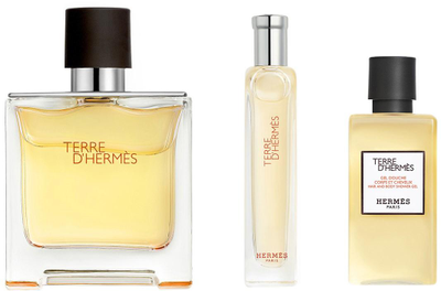 Zestaw męski Hermes Terre d'Hermes Perfumy 75 ml + Miniaturka Perfumy 15 ml + Żel pod prysznic 40 ml (3346130433743)